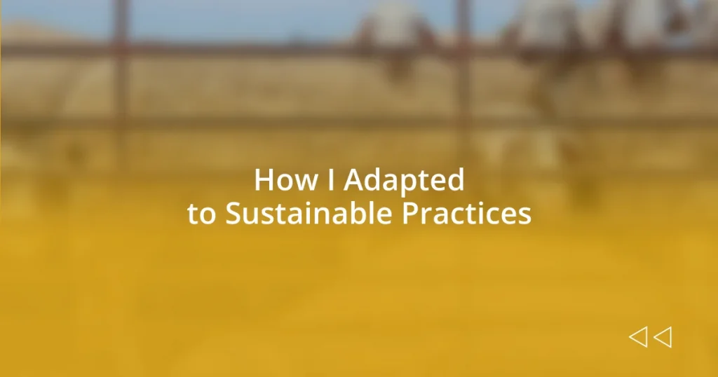 How I Adapted to Sustainable Practices