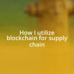 How I utilize blockchain for supply chain