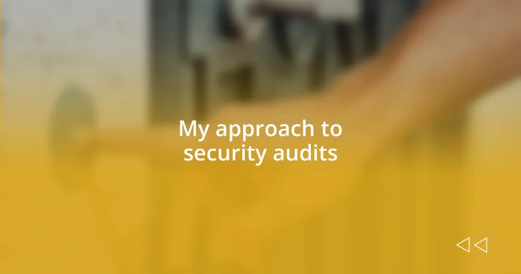 My approach to security audits