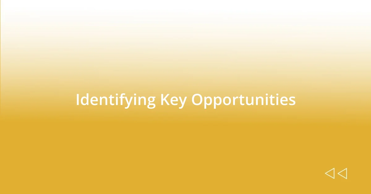 Identifying Key Opportunities