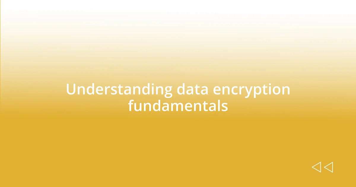 Understanding data encryption fundamentals