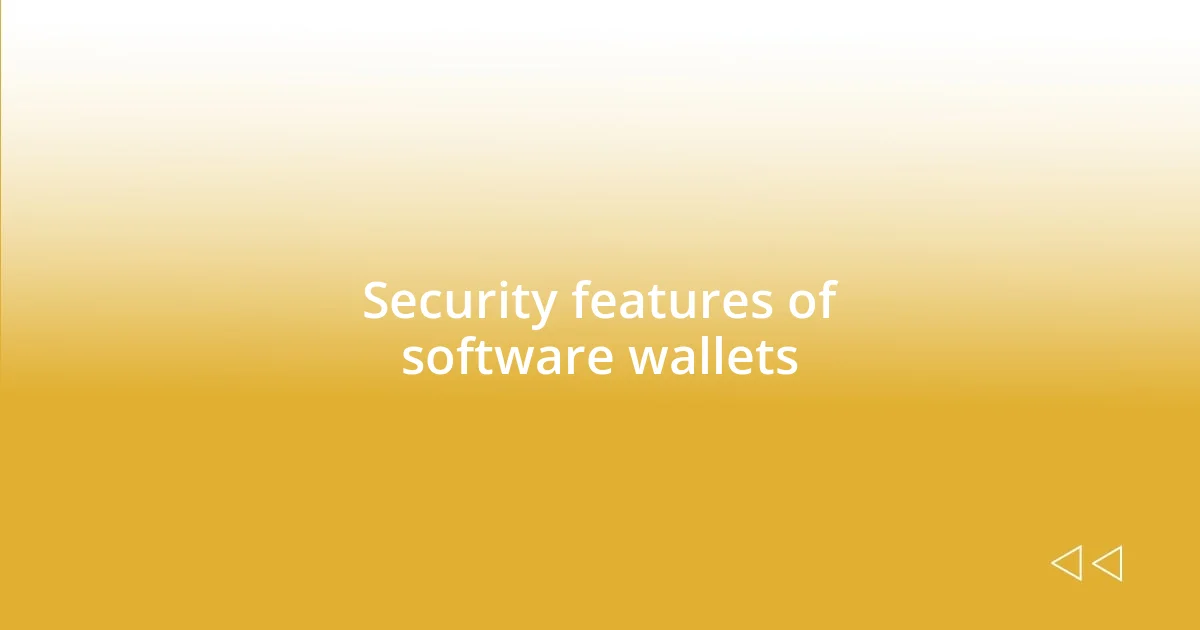 Security features of software wallets